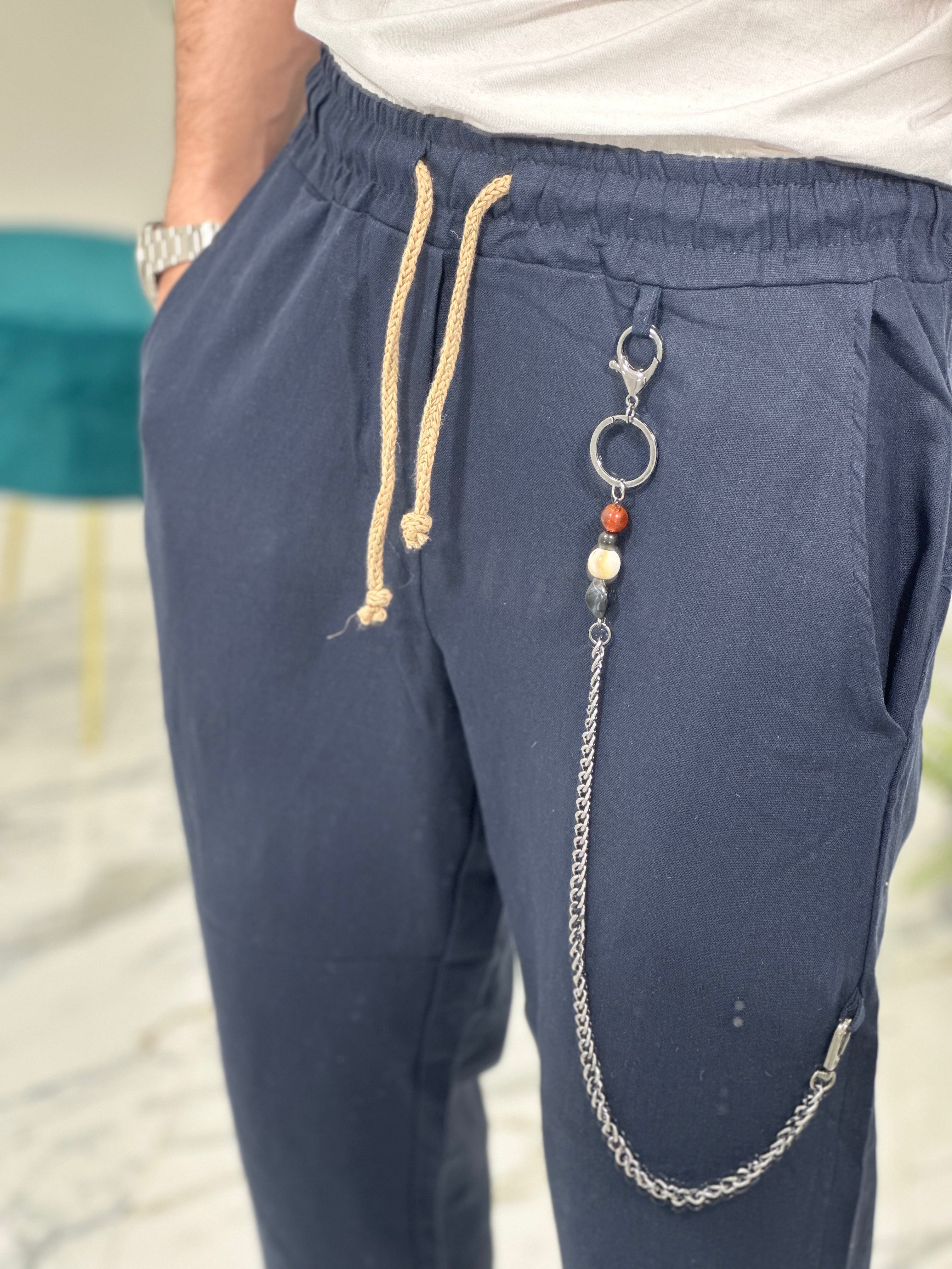 PANTALACCIO IN LINO col.BLU UG5000