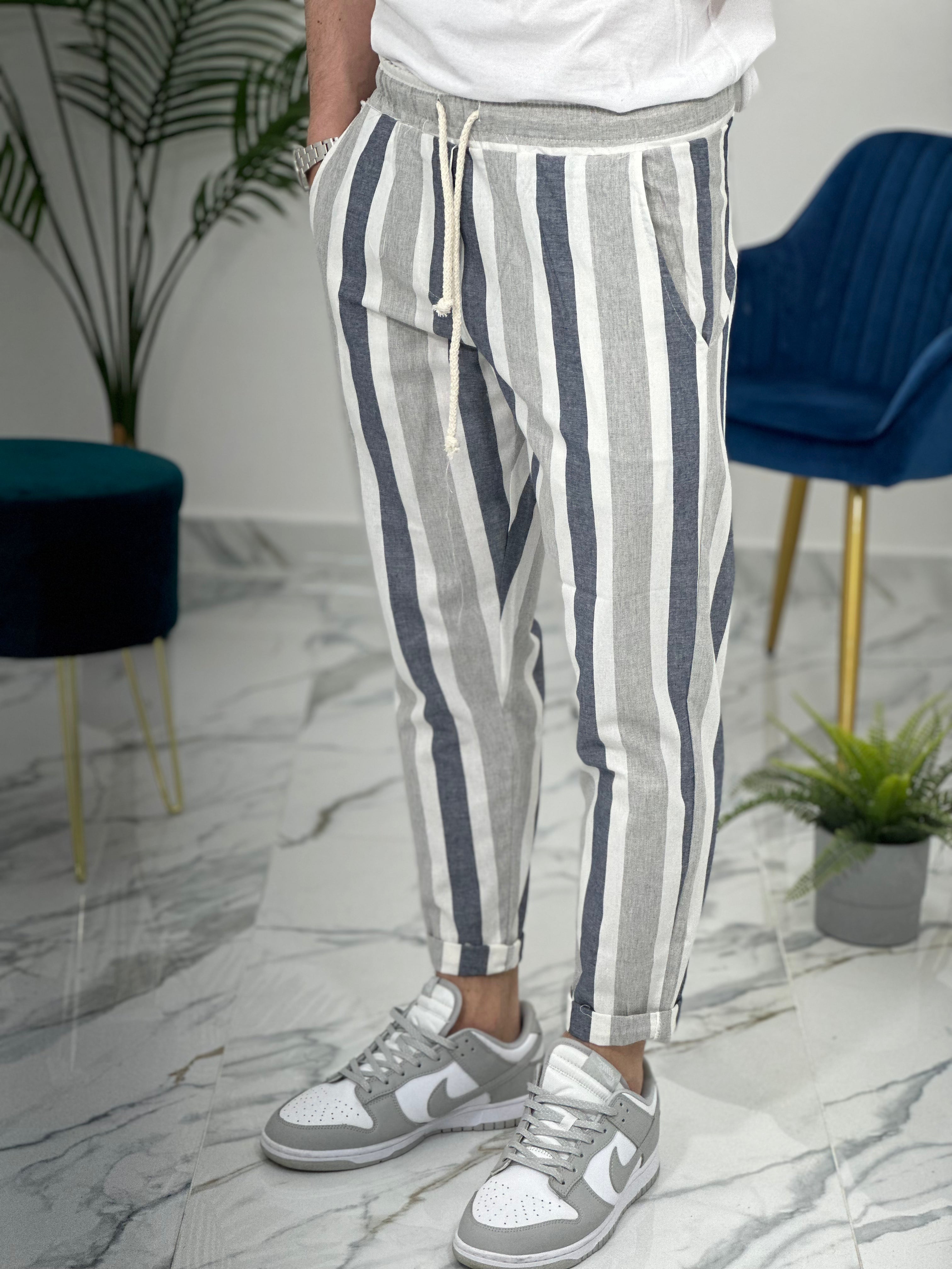 PANTALONE A STRISCE LEGGERO MFC316 COL.BLU SCURO