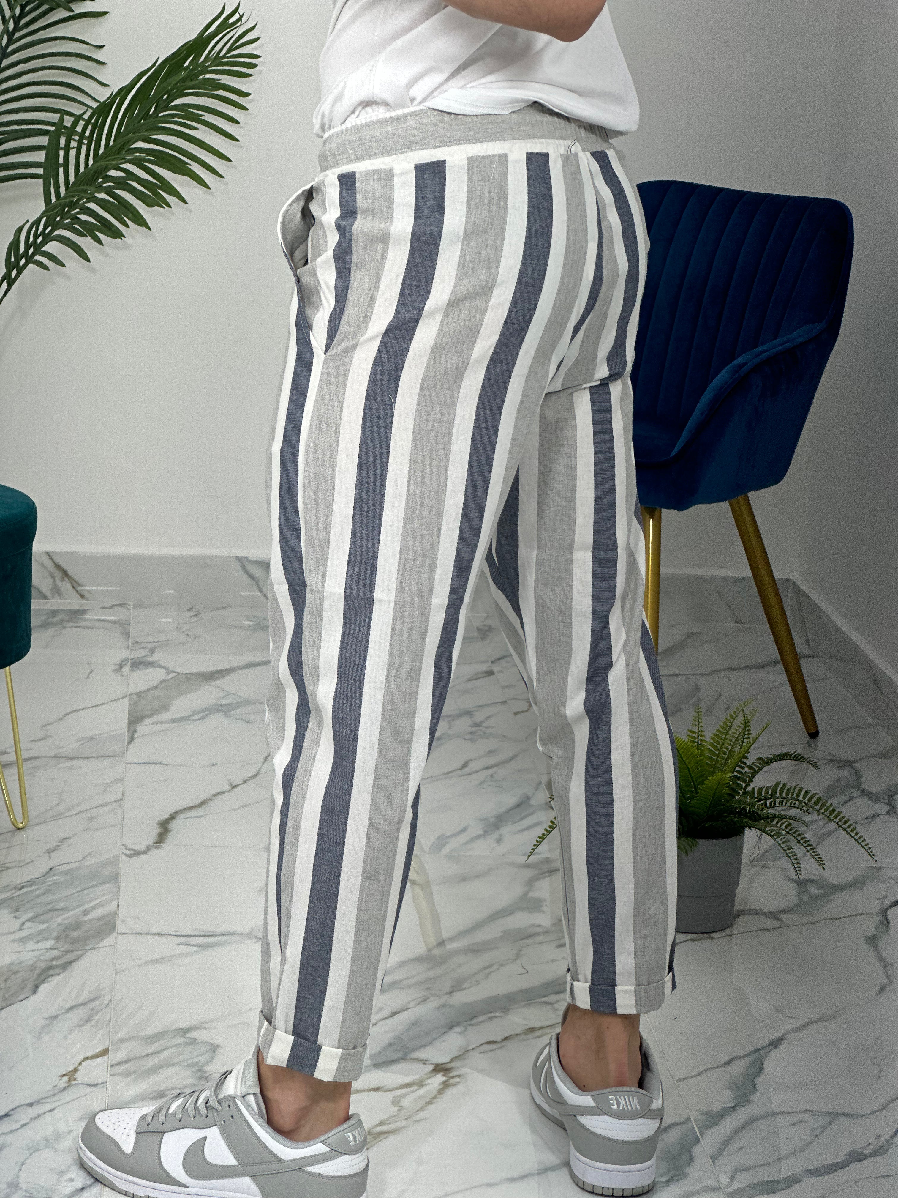 PANTALONE A STRISCE LEGGERO MFC316 COL.BLU SCURO