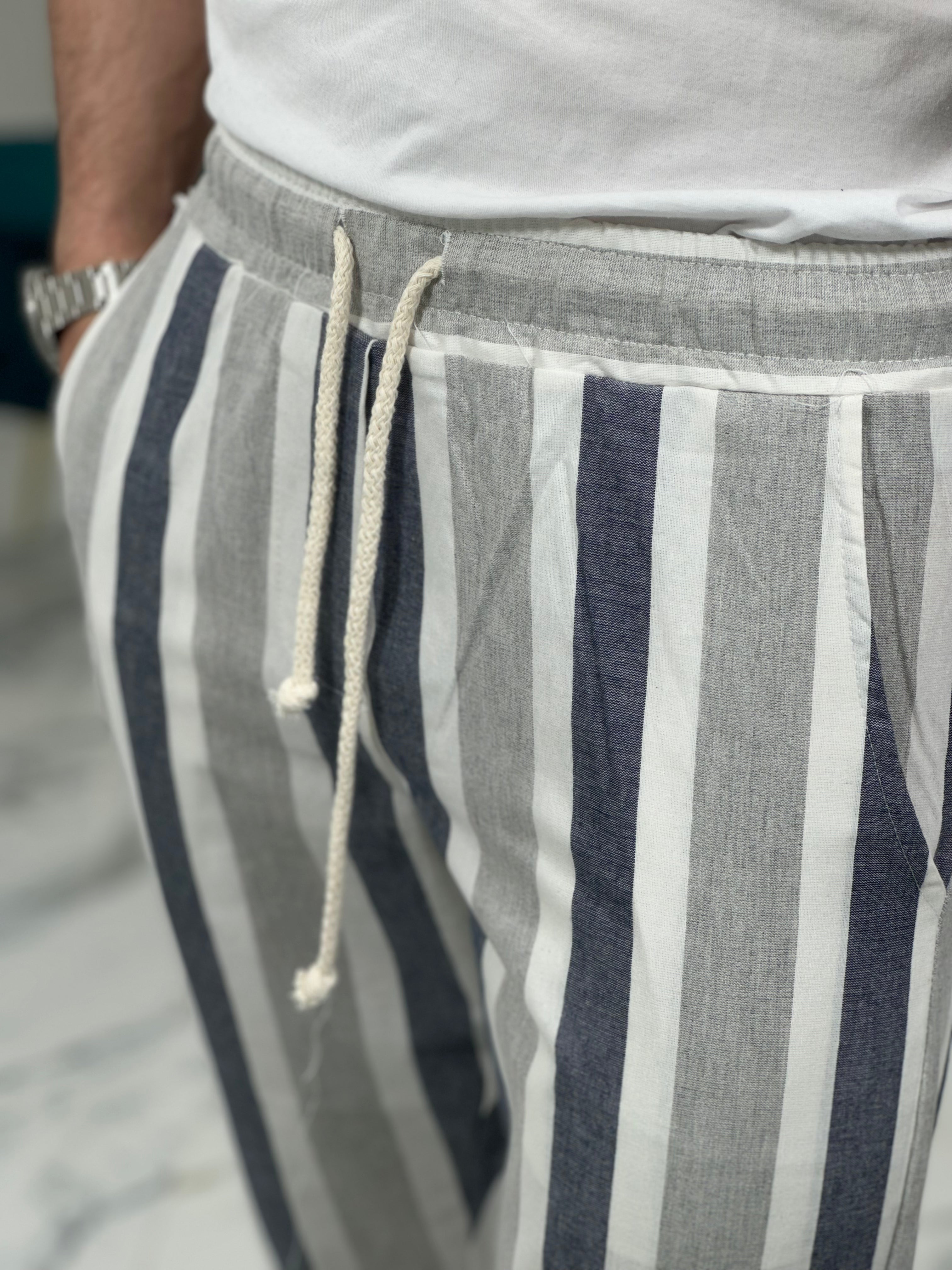 PANTALONE A STRISCE LEGGERO MFC316 COL.BLU SCURO