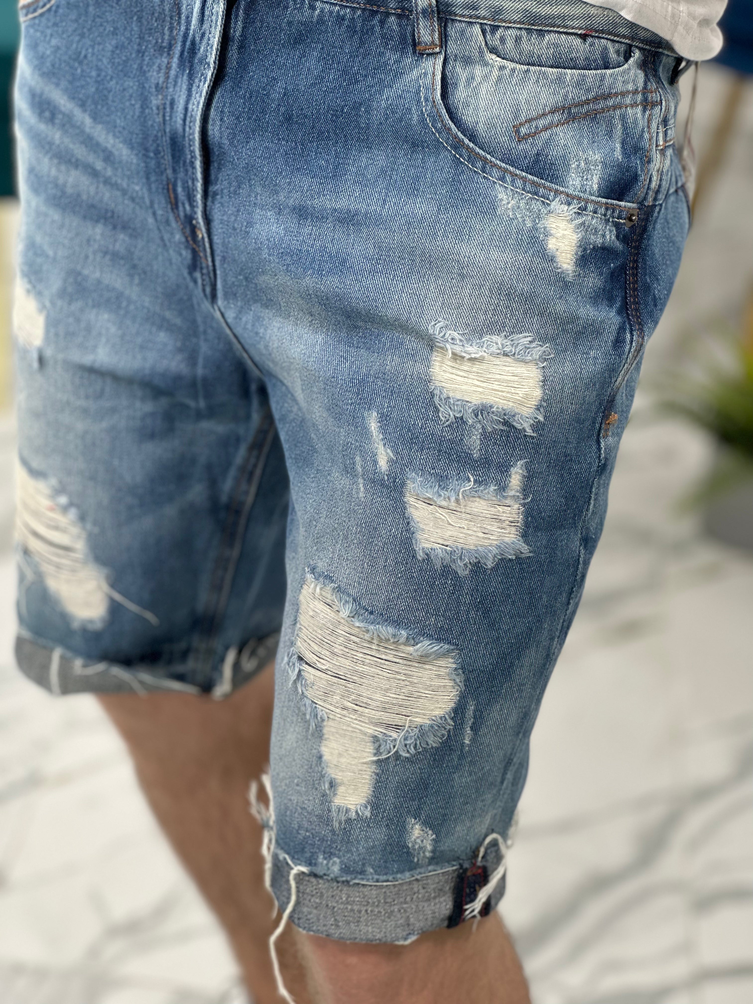 PANTALONCINI BLUE RIPPED C338