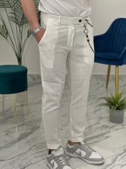 PANTALONE ELEGANTE IN LINO col.BIANCO UG95