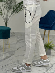 PANTALONE ELEGANTE IN LINO col.BIANCO UG95