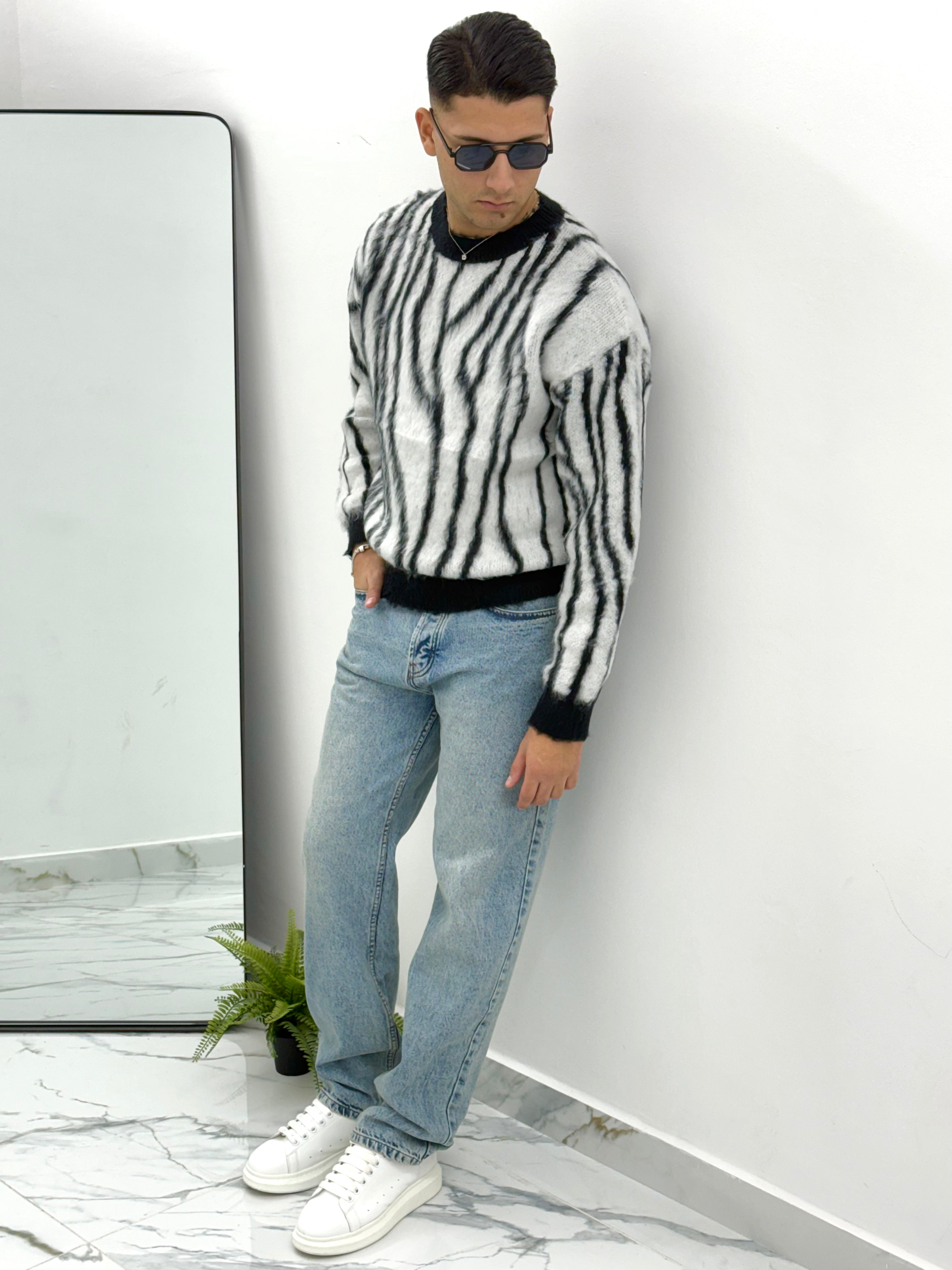 MAGLIONE ZEBRA FUME'