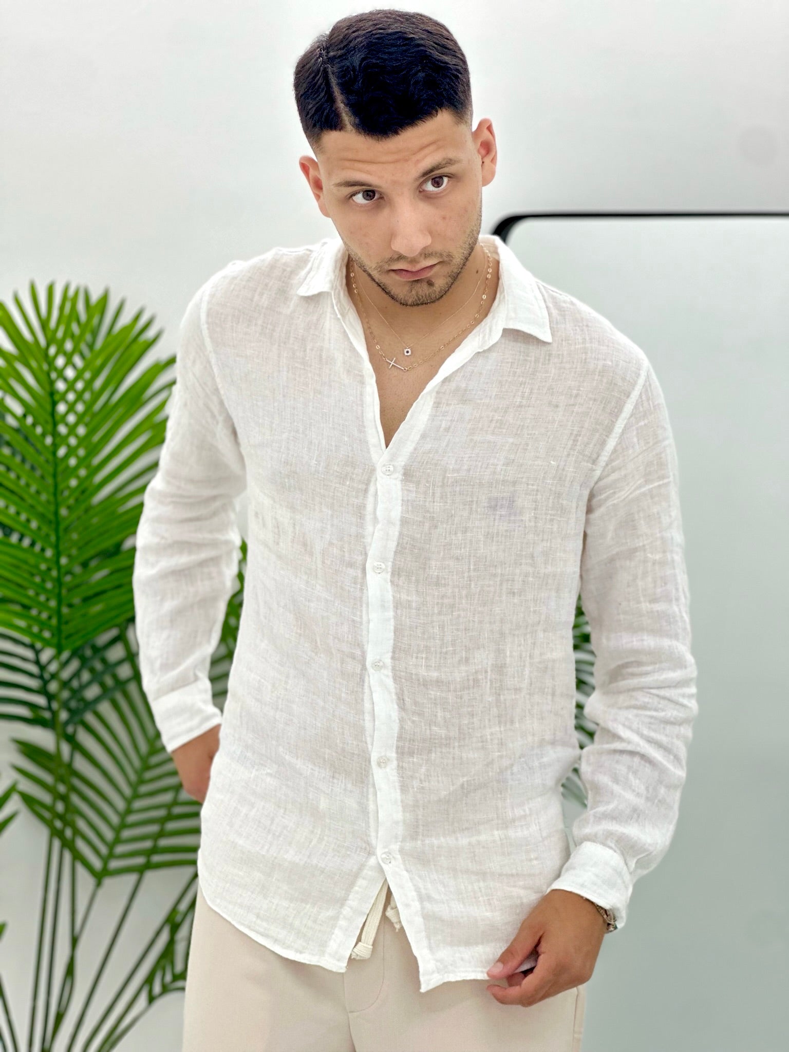 CAMICIA IN 100% LINO