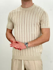 T-SHIRT RIGHE COL.SABBIA