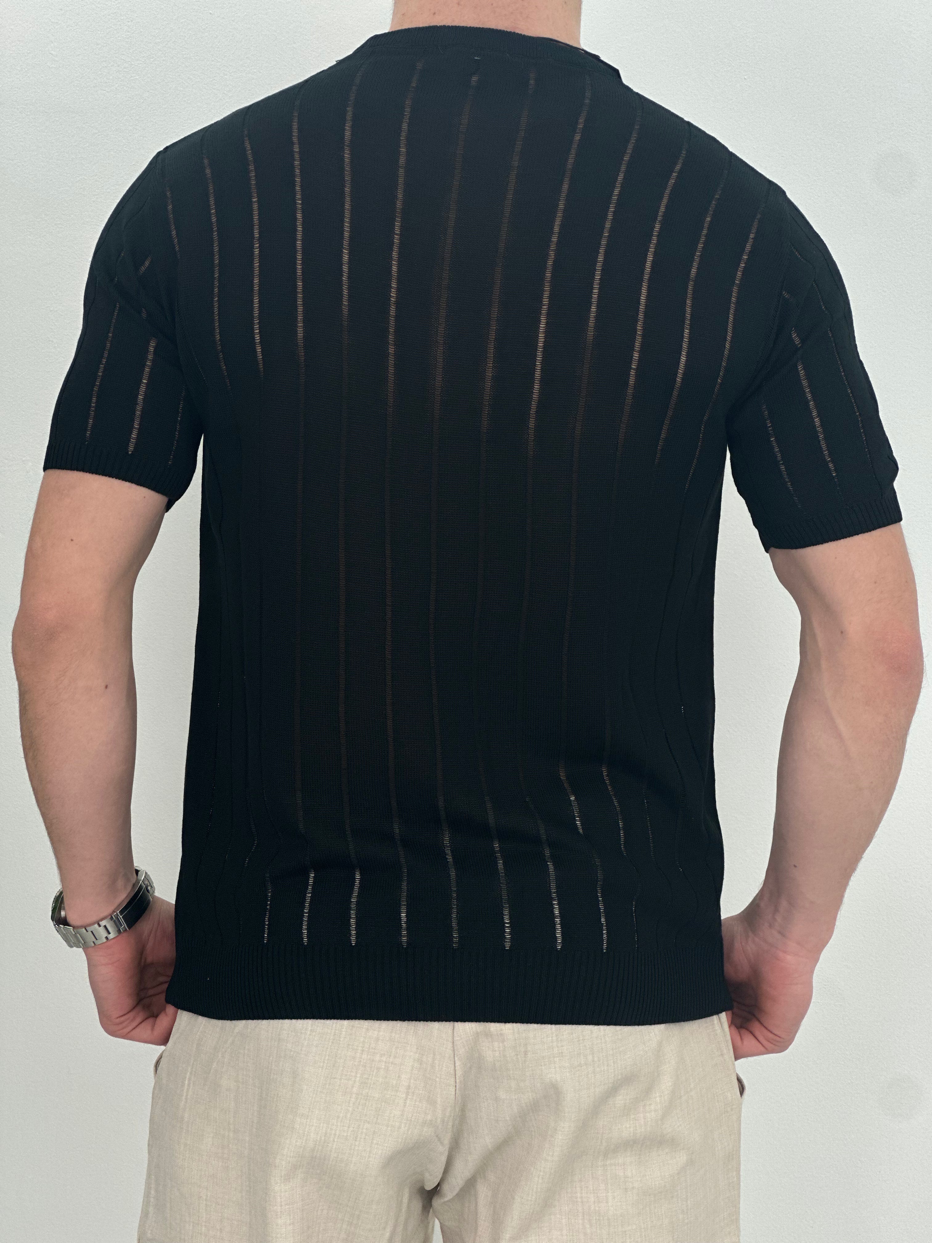 T-SHIRT RIGHE COL.NERO