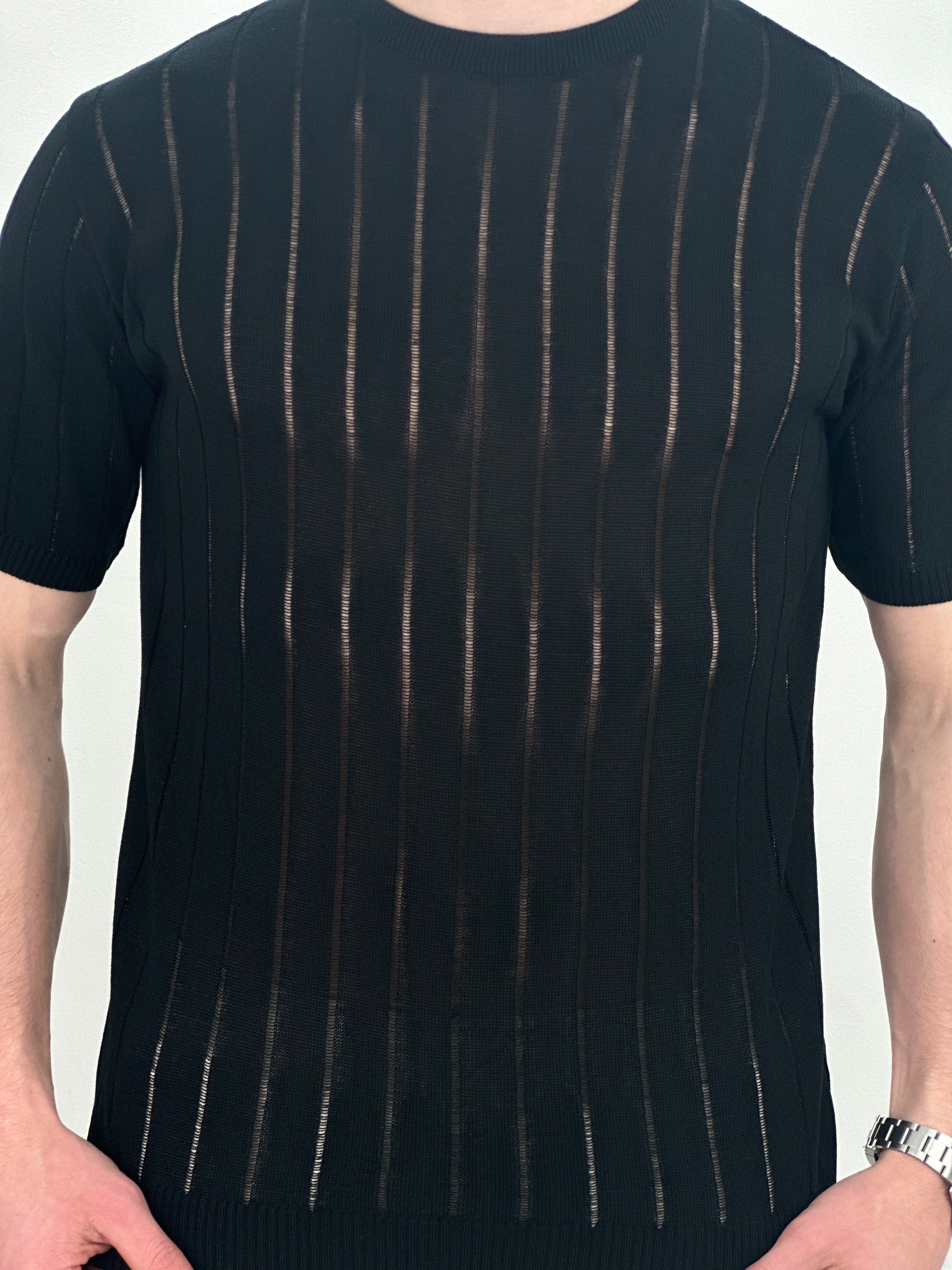 T-SHIRT RIGHE COL.NERO