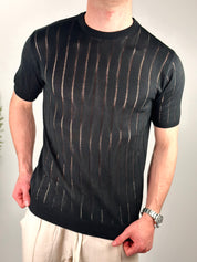 T-SHIRT RIGHE COL.NERO