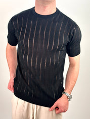 T-SHIRT RIGHE COL.NERO