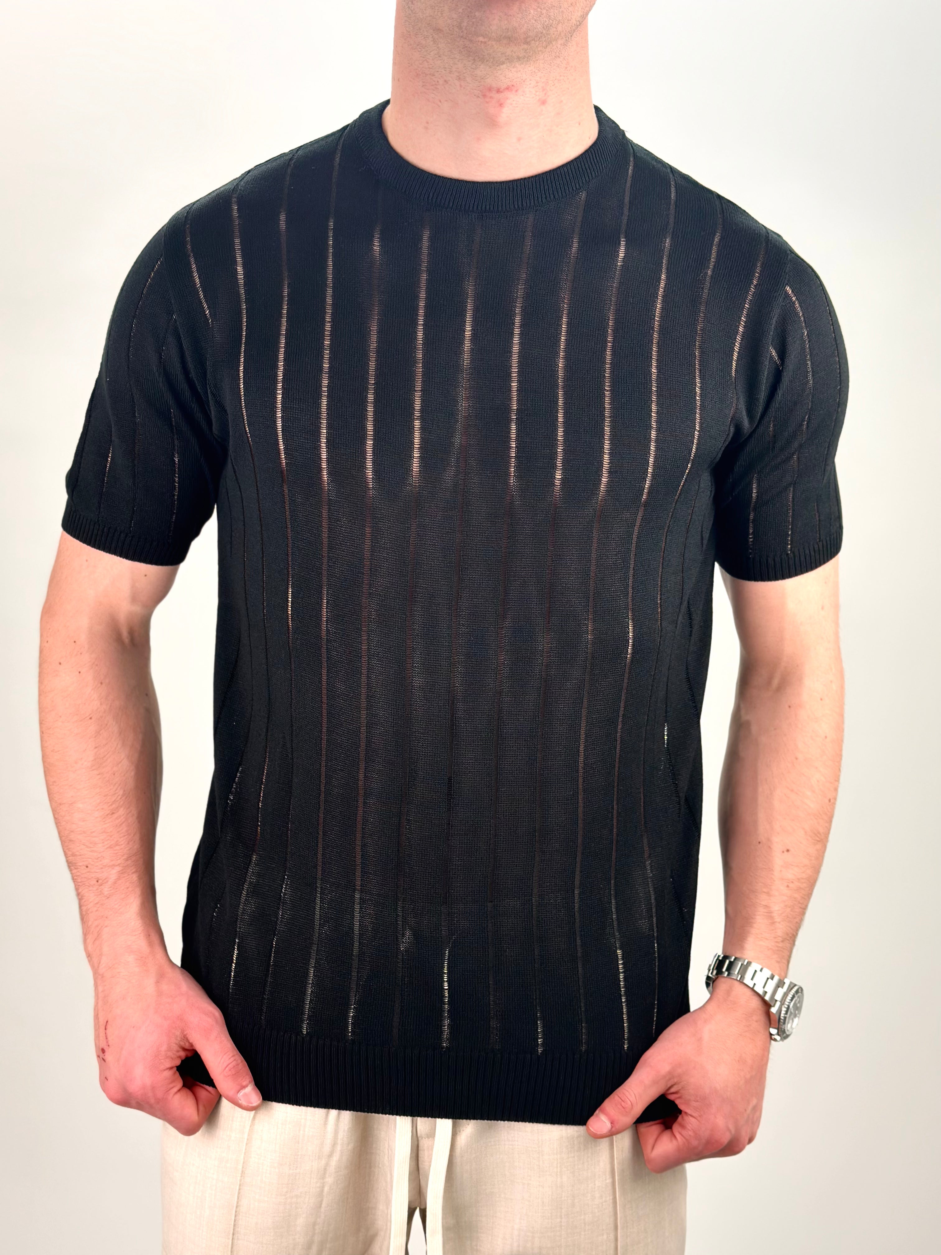 T-SHIRT RIGHE COL.NERO