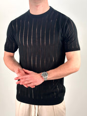 T-SHIRT RIGHE COL.NERO