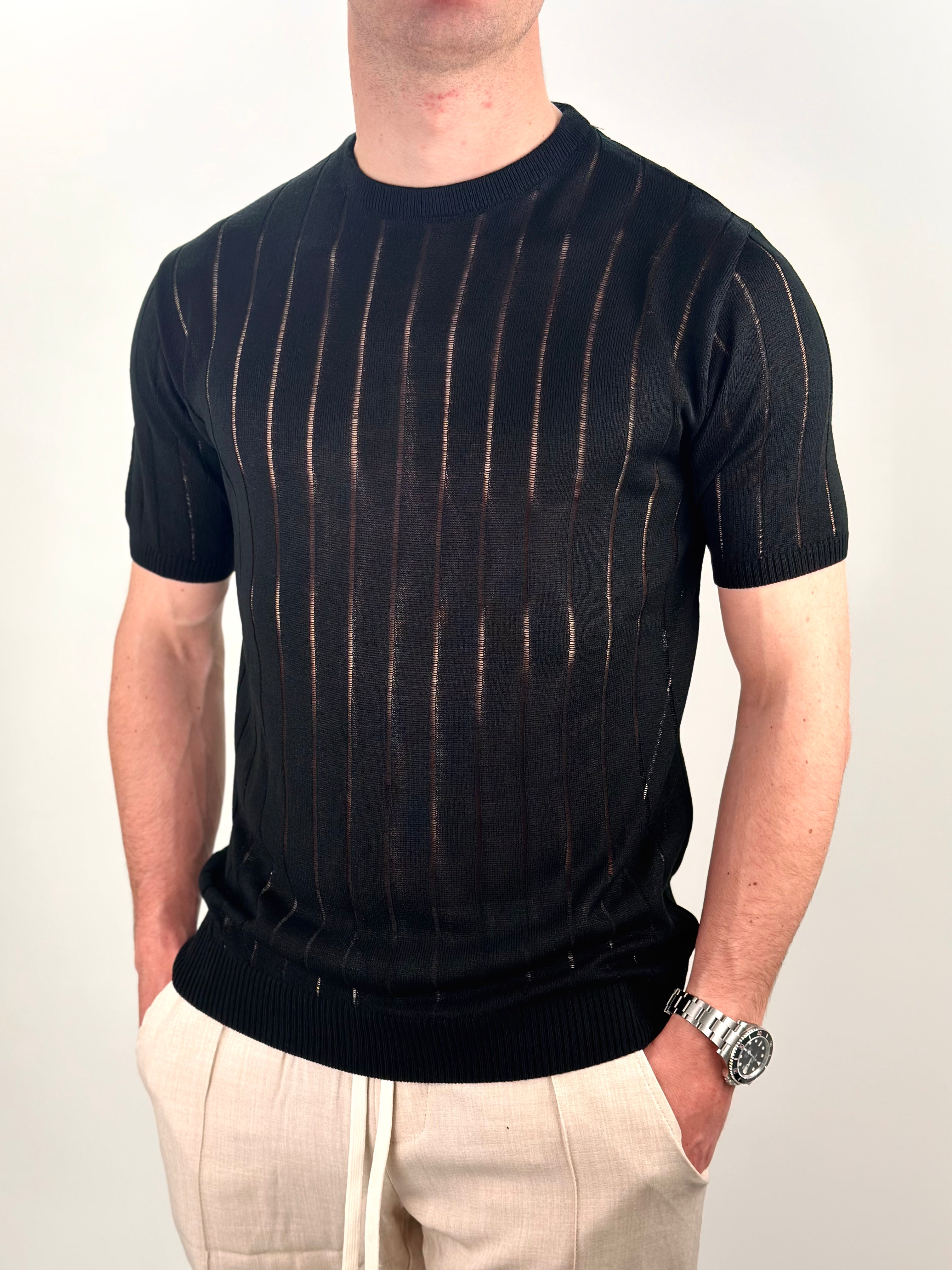 T-SHIRT RIGHE COL.NERO