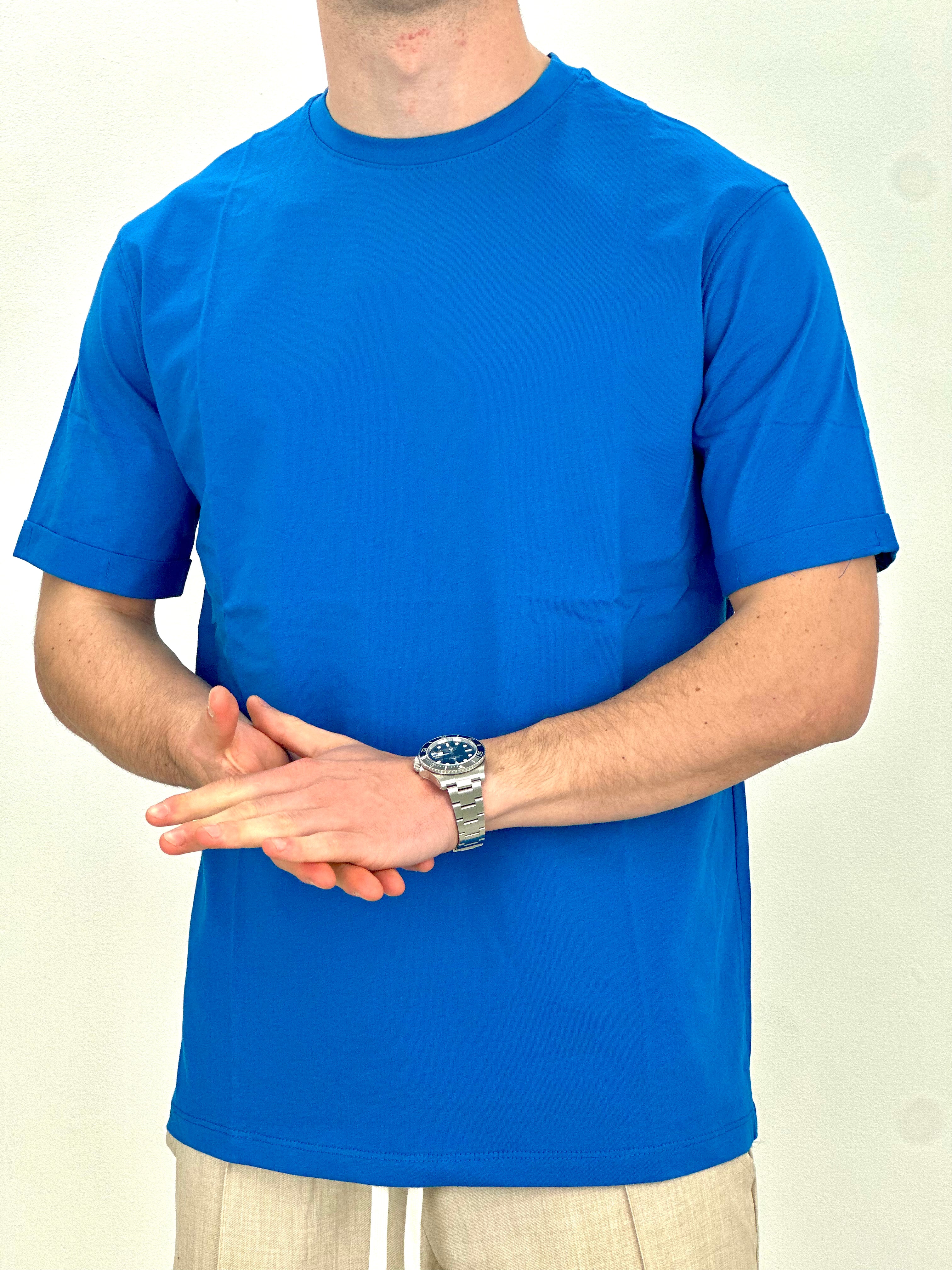 T-SHIRT BASIC OVER col.BLU ROYALE