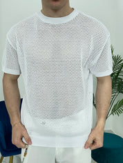 T-SHIRT TRAFORATA GIROCOLLO 011 COL.BIANCO