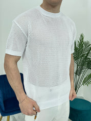 T-SHIRT TRAFORATA GIROCOLLO 011 COL.BIANCO