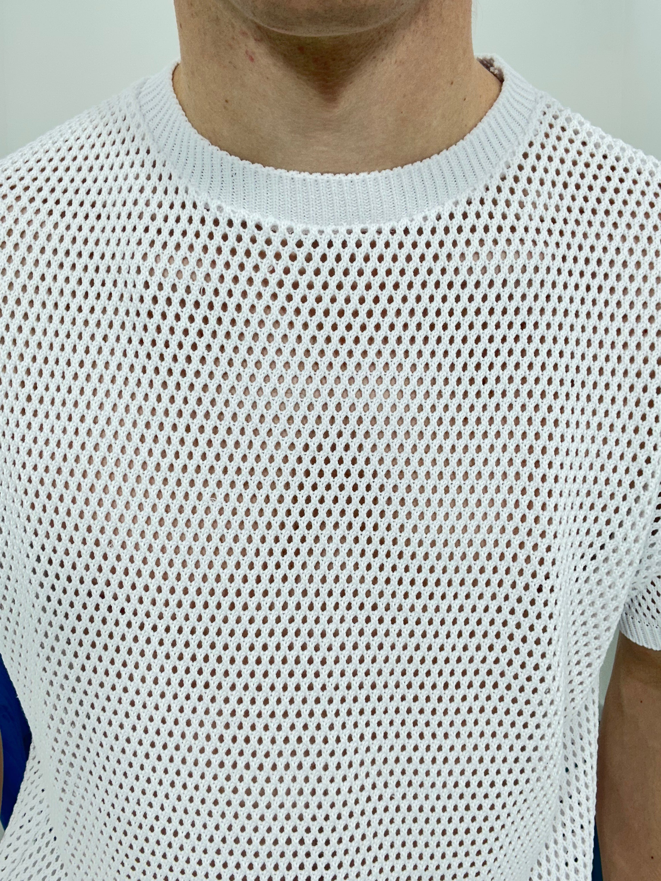 T-SHIRT TRAFORATA GIROCOLLO 011 COL.BIANCO