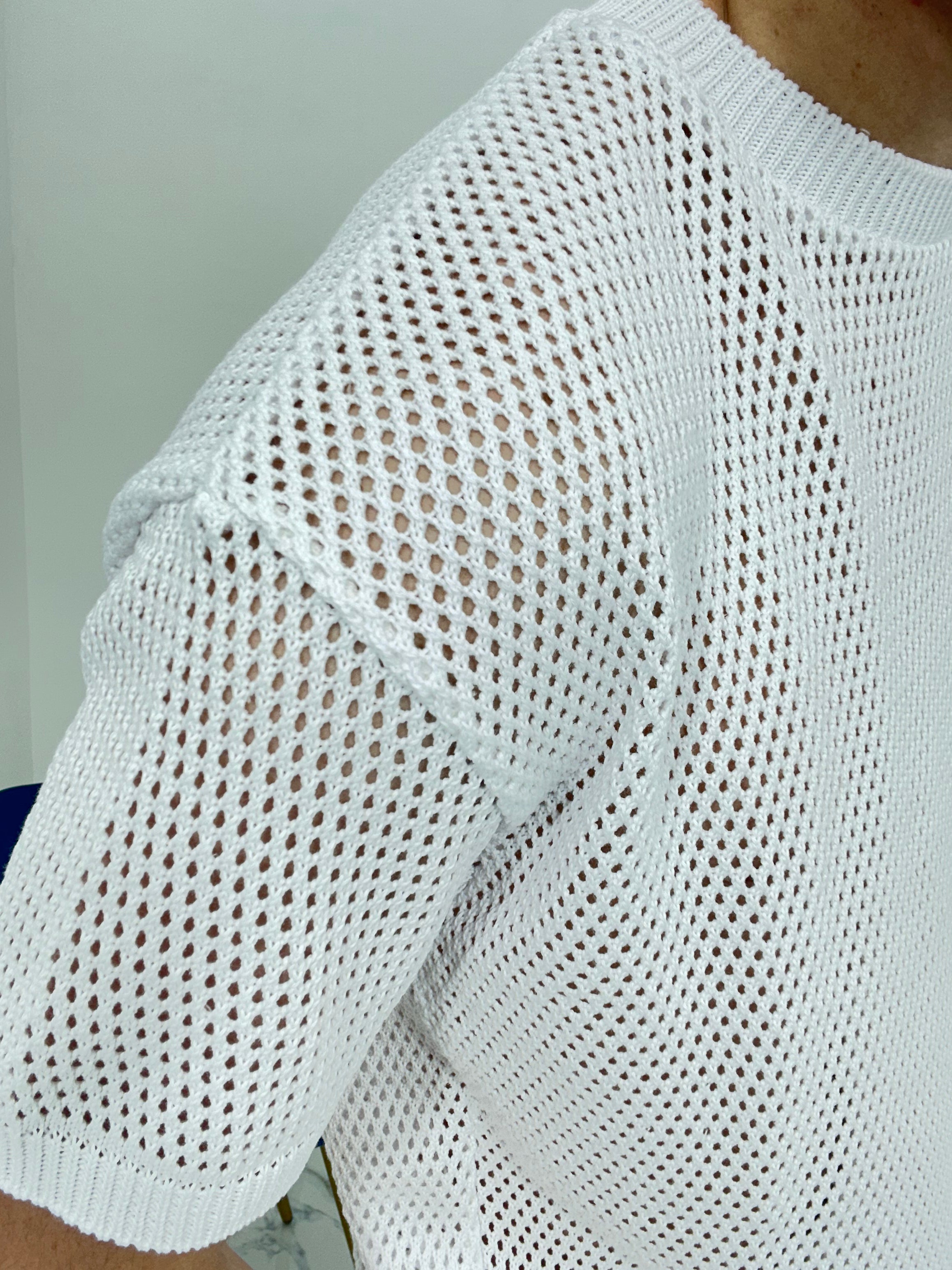 T-SHIRT TRAFORATA GIROCOLLO 011 COL.BIANCO