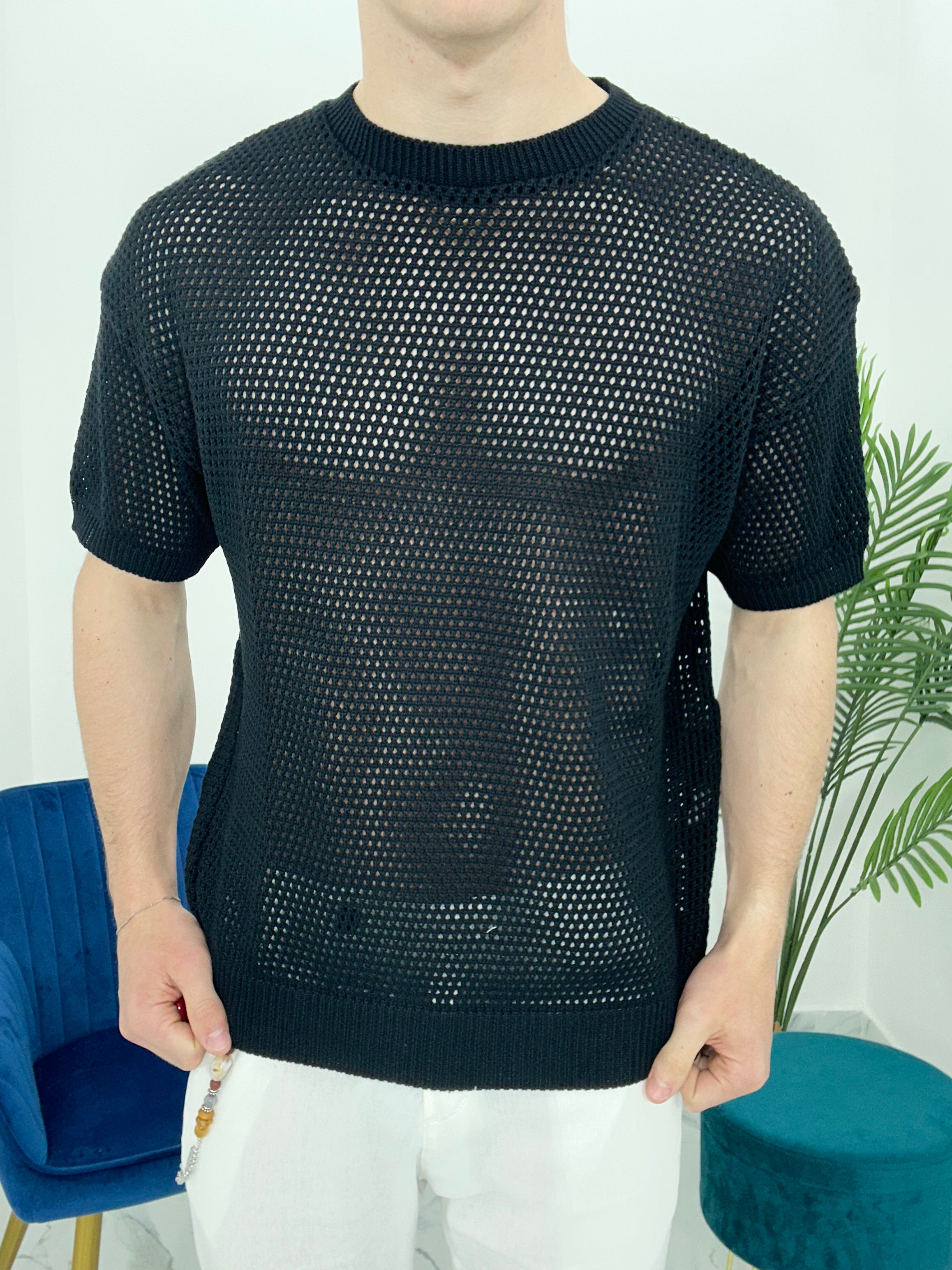 T-SHIRT TRAFORATA GIROCOLLO 011 COL.NERO