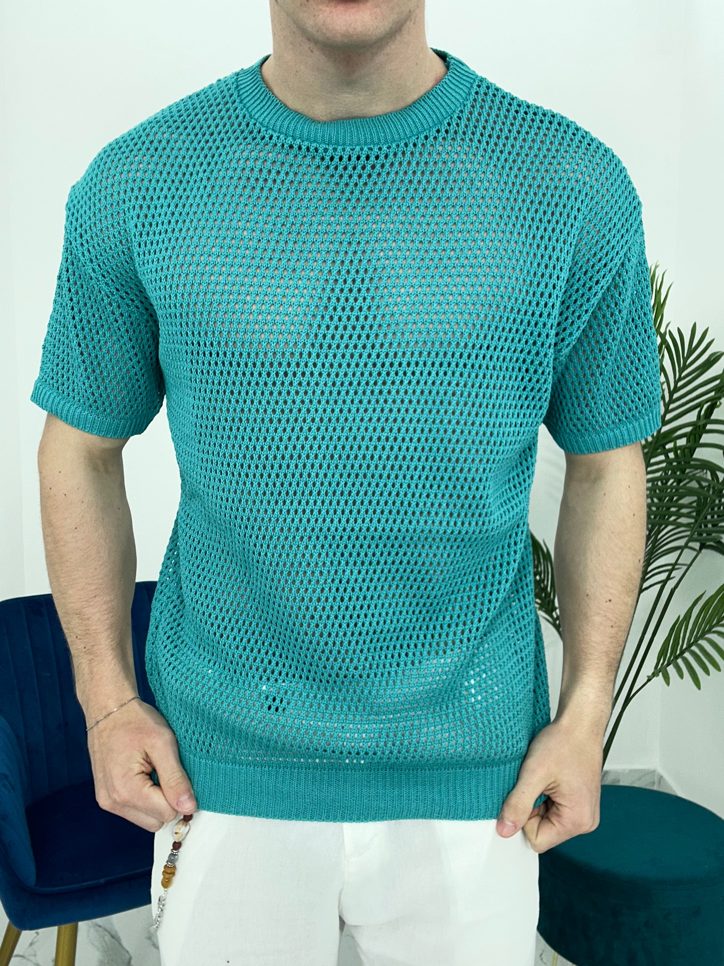 T-SHIRT TRAFORATA GIROCOLLO 011 COL.SMERALDO