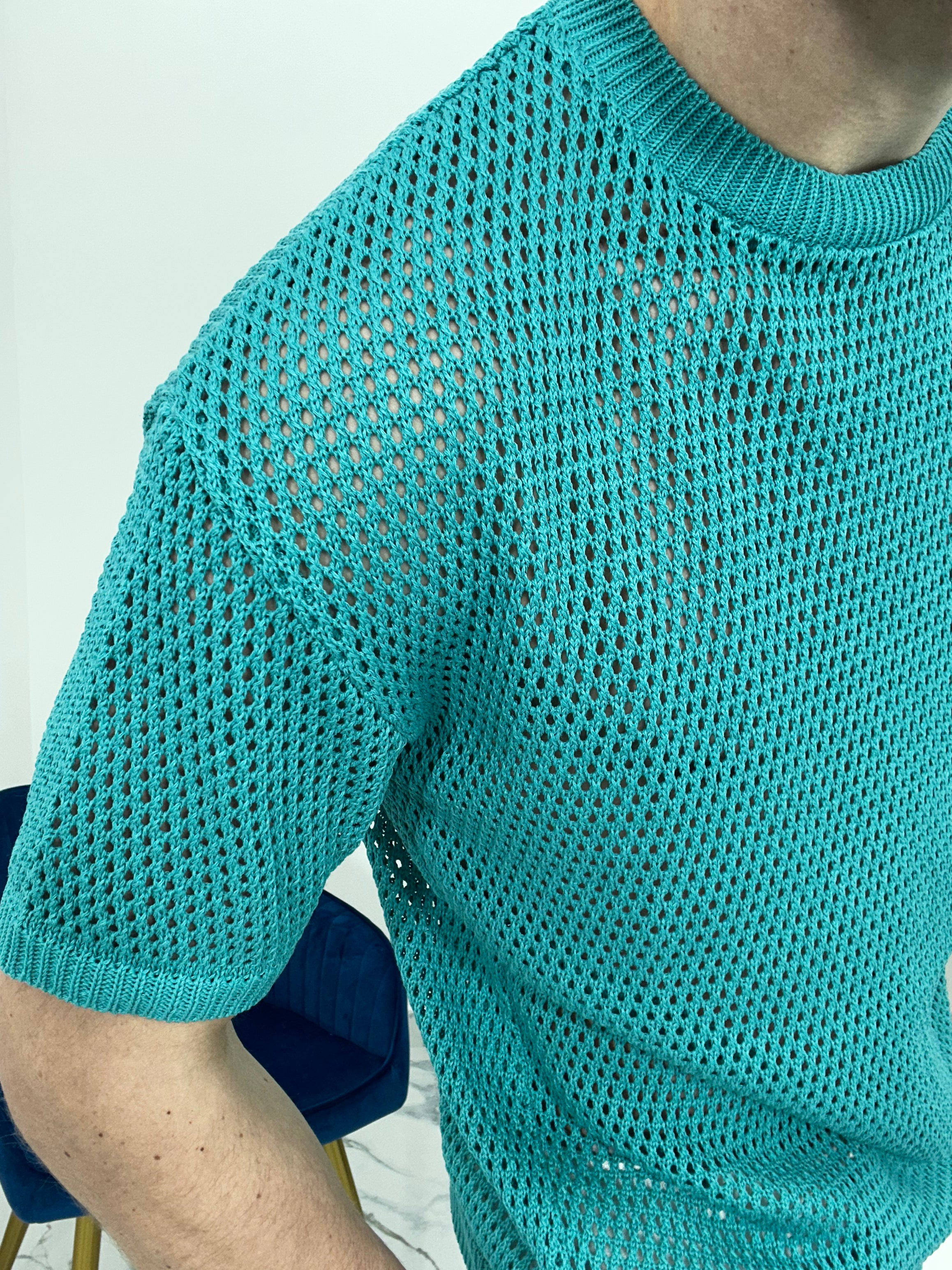 T-SHIRT TRAFORATA GIROCOLLO 011 COL.SMERALDO