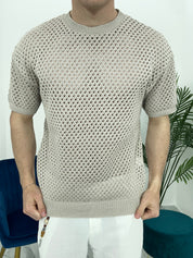 T-SHIRT TRAFORATA GIROCOLLO 015 COL.BEIGE