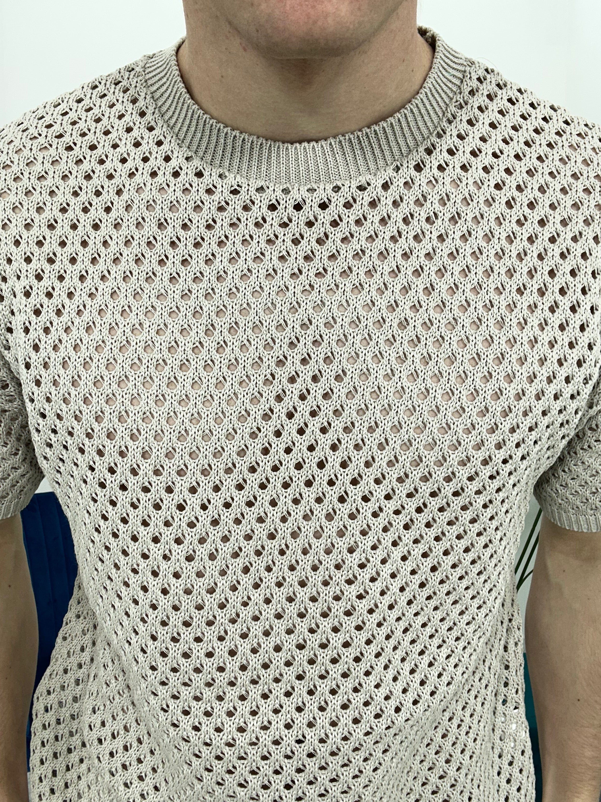 T-SHIRT TRAFORATA GIROCOLLO 015 COL.BEIGE
