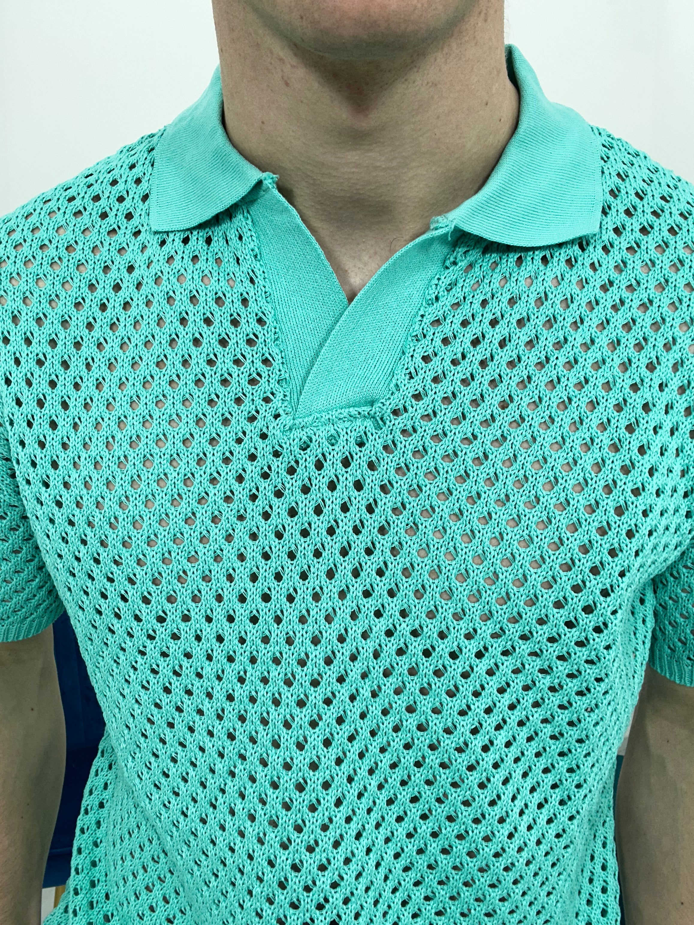POLO TRAFORATA GIROCOLLO 016 COL.VERDE MENTA