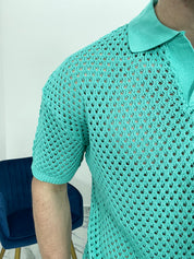 POLO TRAFORATA GIROCOLLO 016 COL.VERDE MENTA