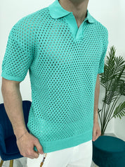 POLO TRAFORATA GIROCOLLO 016 COL.VERDE MENTA
