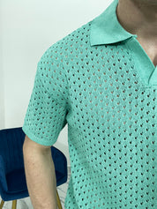 POLO TRAFORATA GIROCOLLO 012 COL.VERDE ACQUA