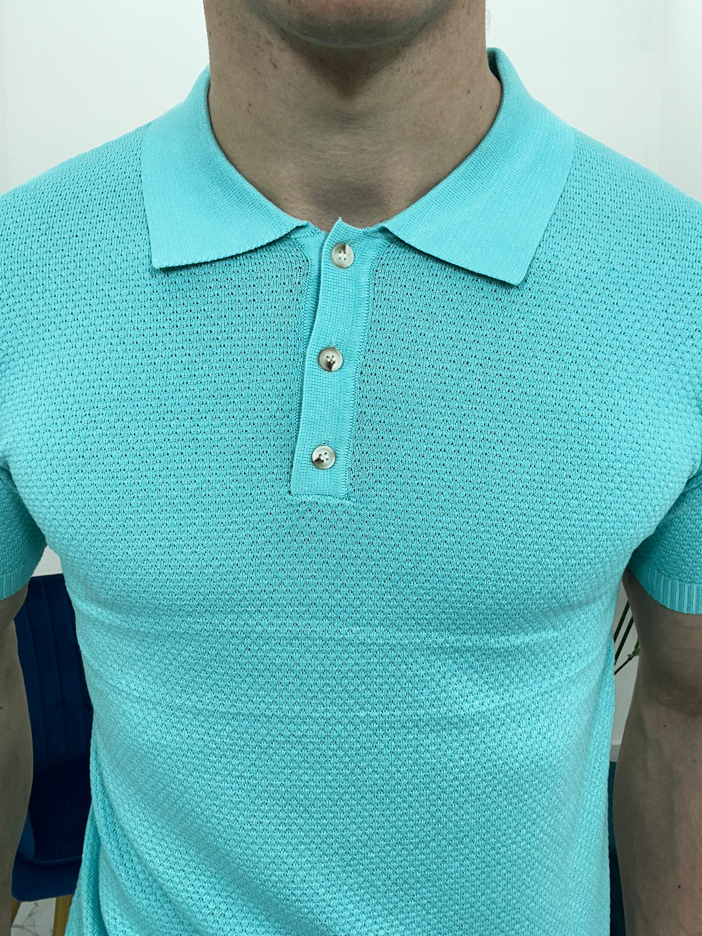 POLO SLIM MICROFANTASIA CHL9627 COL.TURCHESE