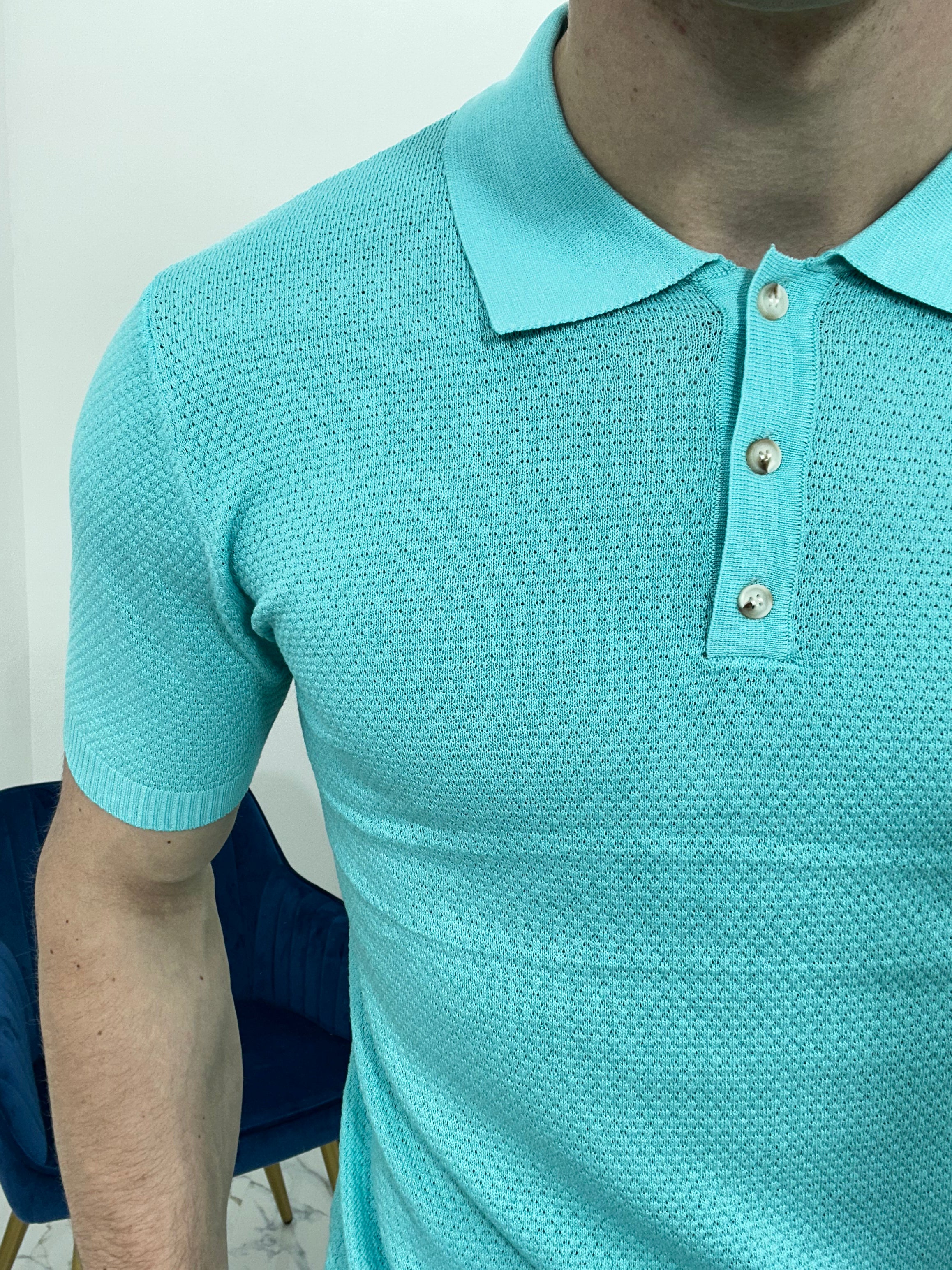 POLO SLIM MICROFANTASIA CHL9627 COL.TURCHESE