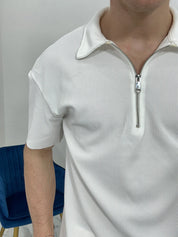 POLO CON ZIP A COSTINE TAGLIO VIVO