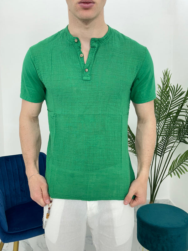 T-SHIRT IN LINO COL.VERDE