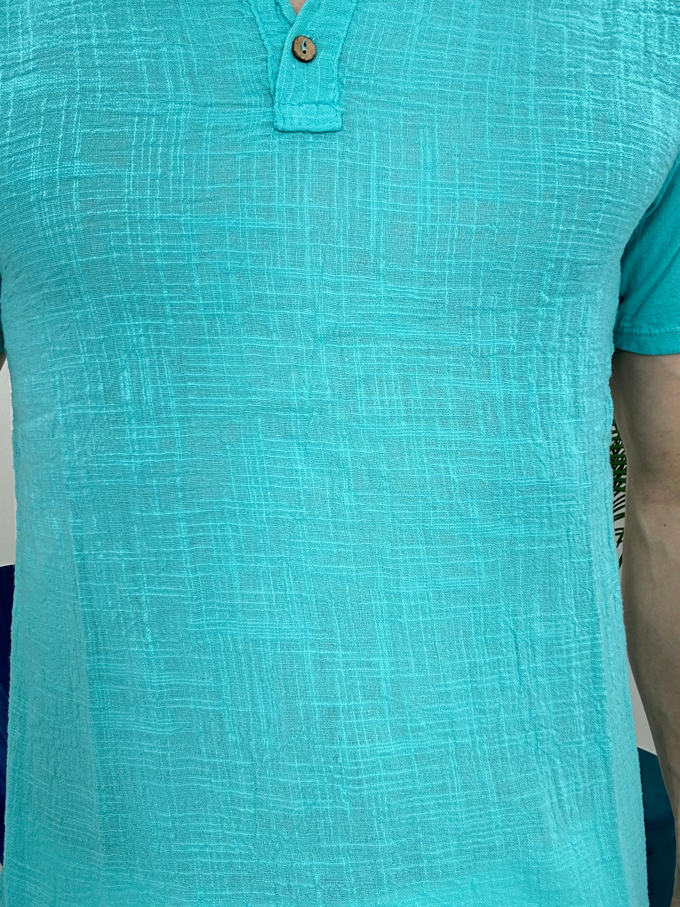T-SHIRT IN LINO COL.TURCHESE