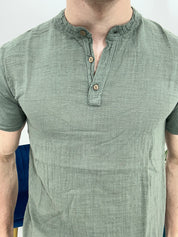T-SHIRT IN LINO COL.VERDE MILITARE