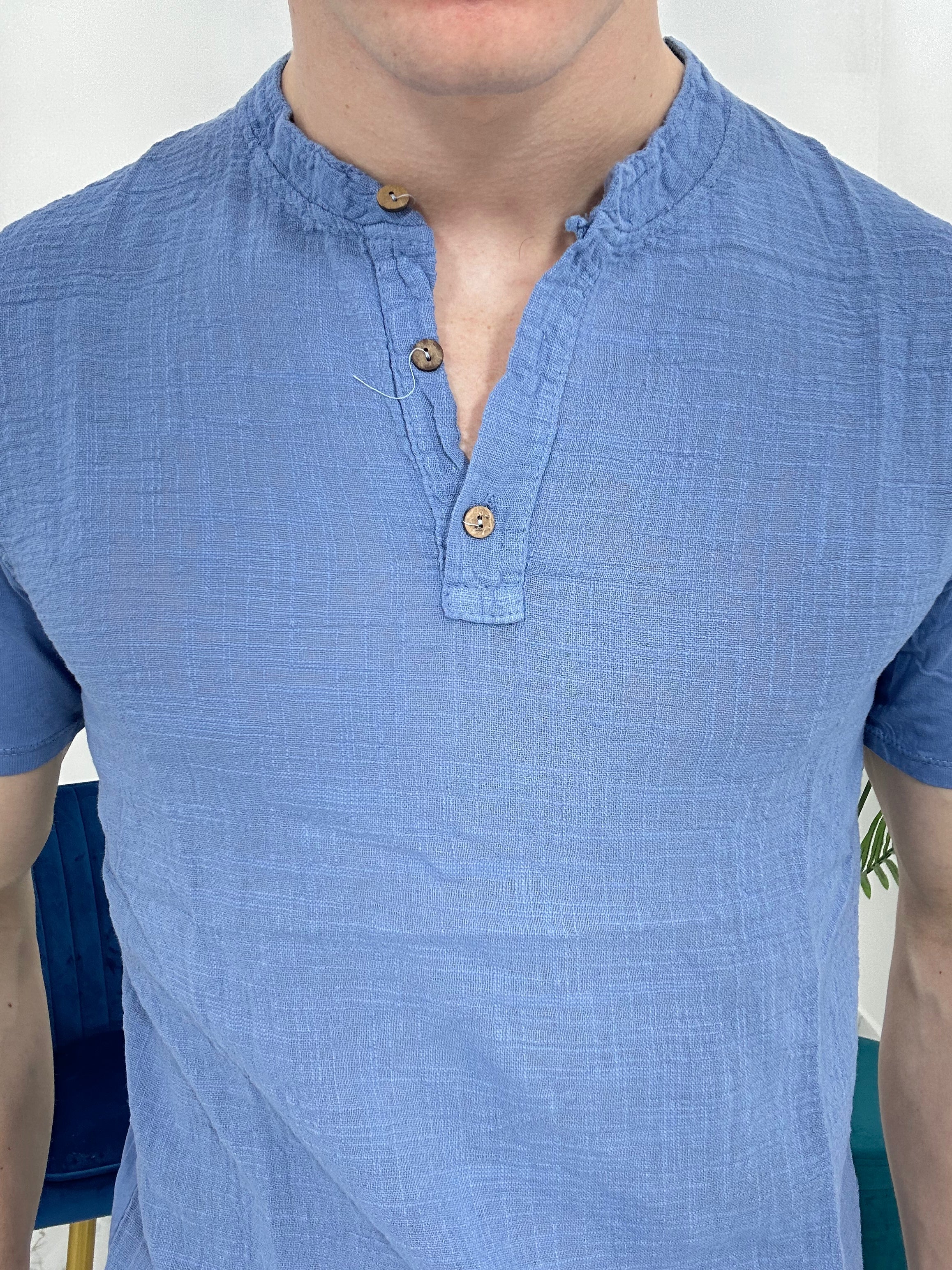T-SHIRT IN LINO COL.CELESTE