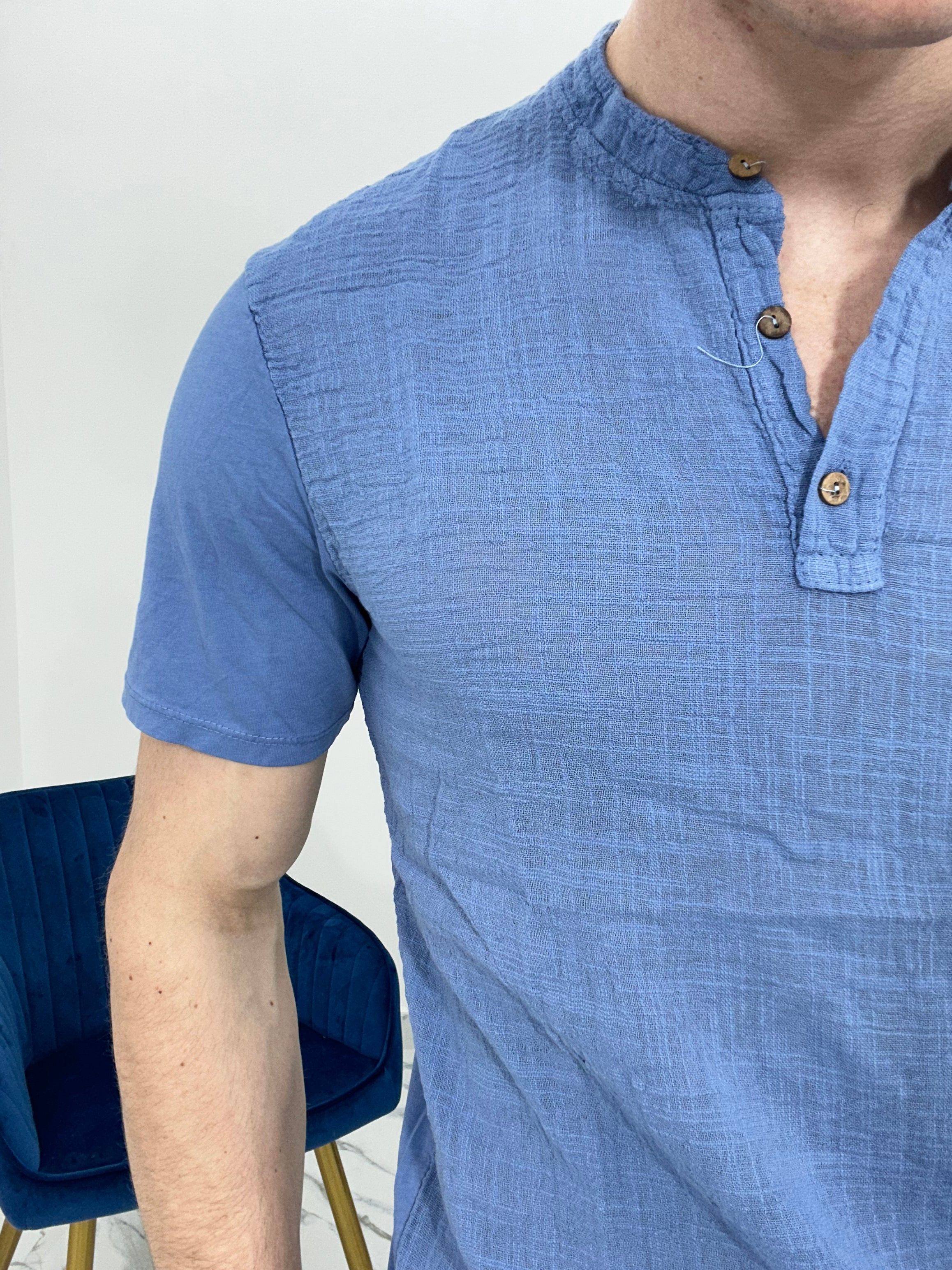T-SHIRT IN LINO COL.CELESTE