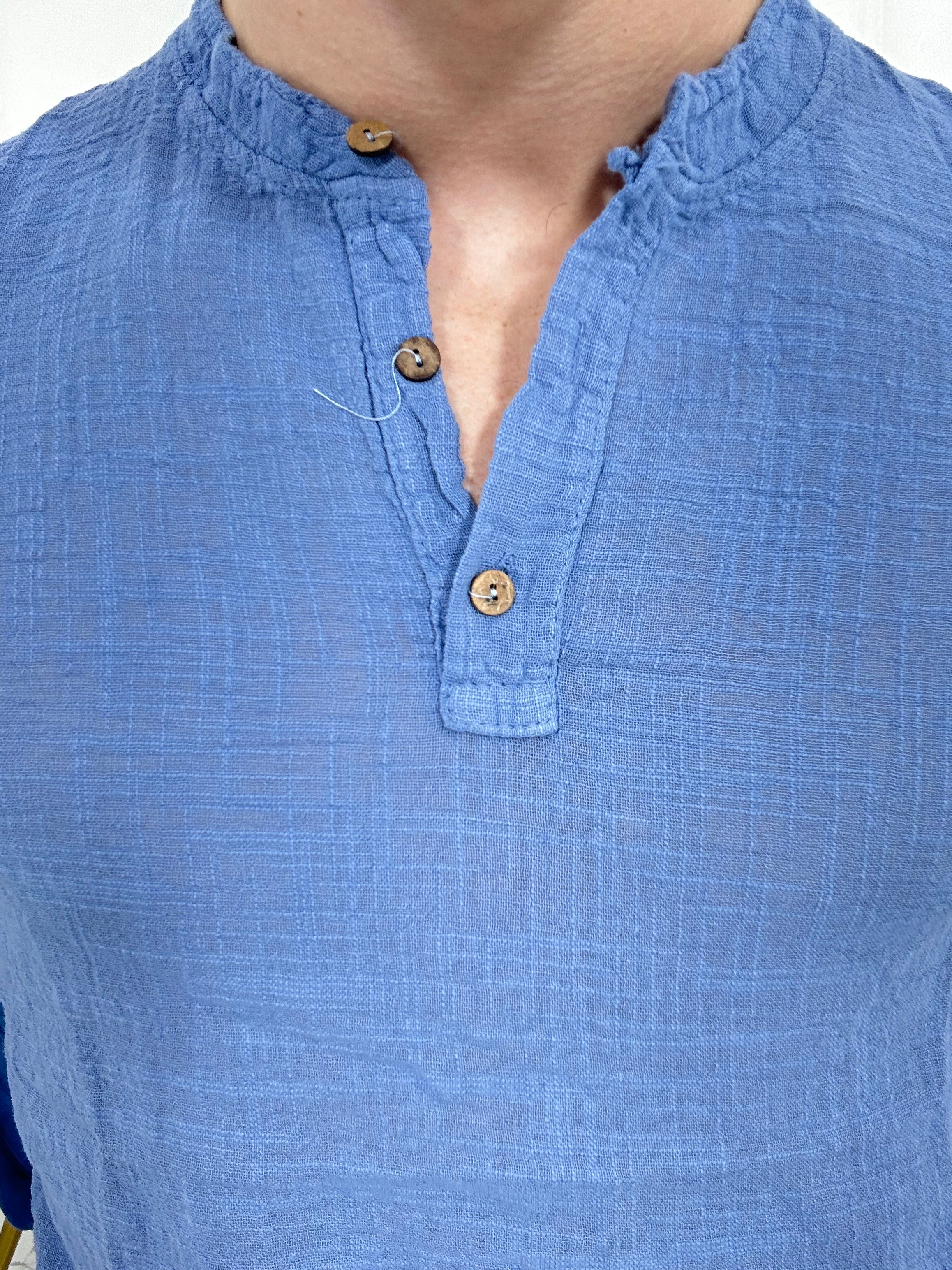 T-SHIRT IN LINO COL.CELESTE