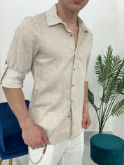 CAMICIA IN LINO TEXTURE col.BEIGE