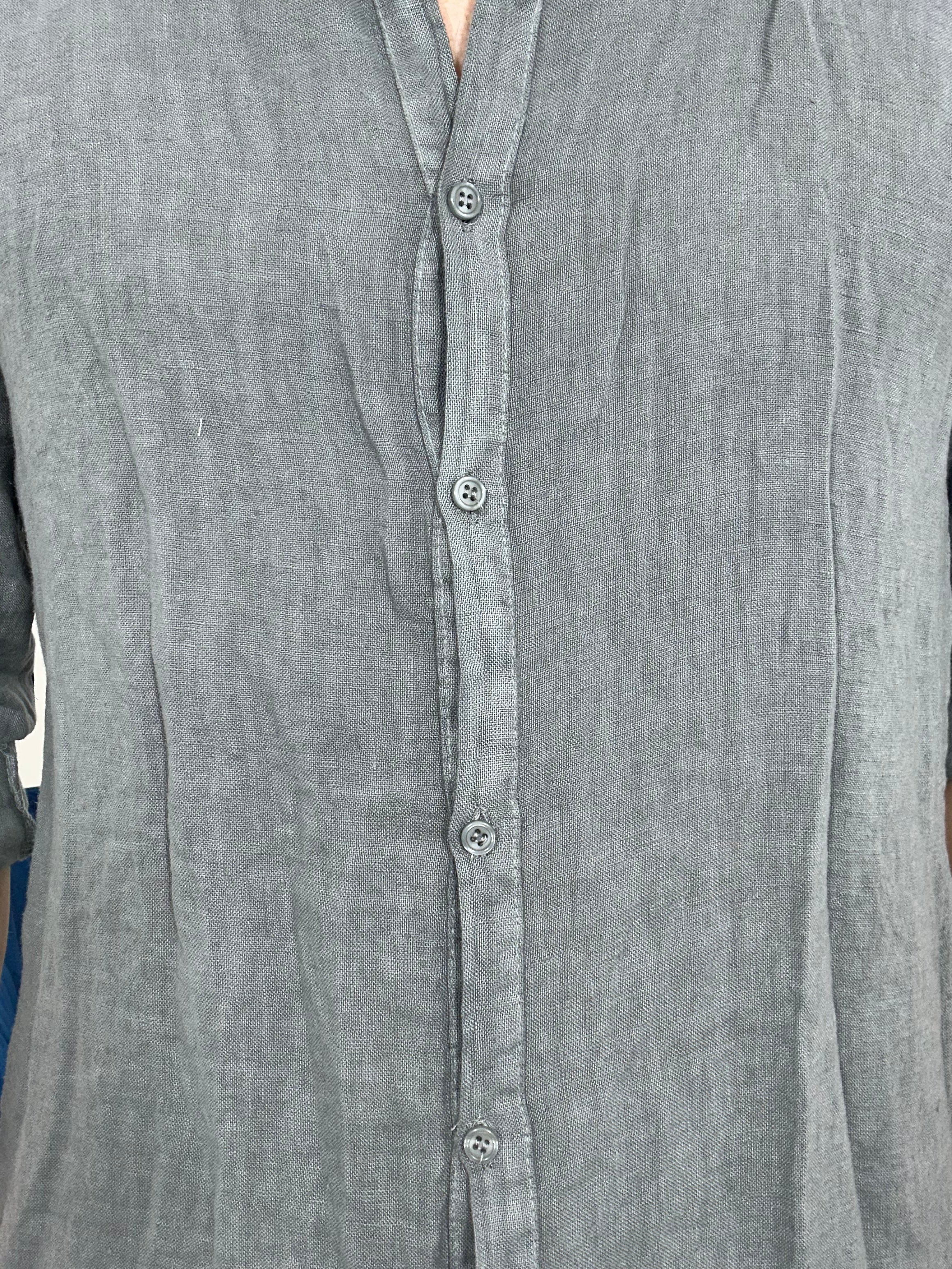 CAMICIA IN LINO COLLO COREANO 0895 col.GRIGIO