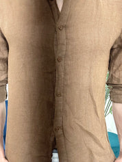 CAMICIA IN LINO COLLO COREANO 0895 col.MORO