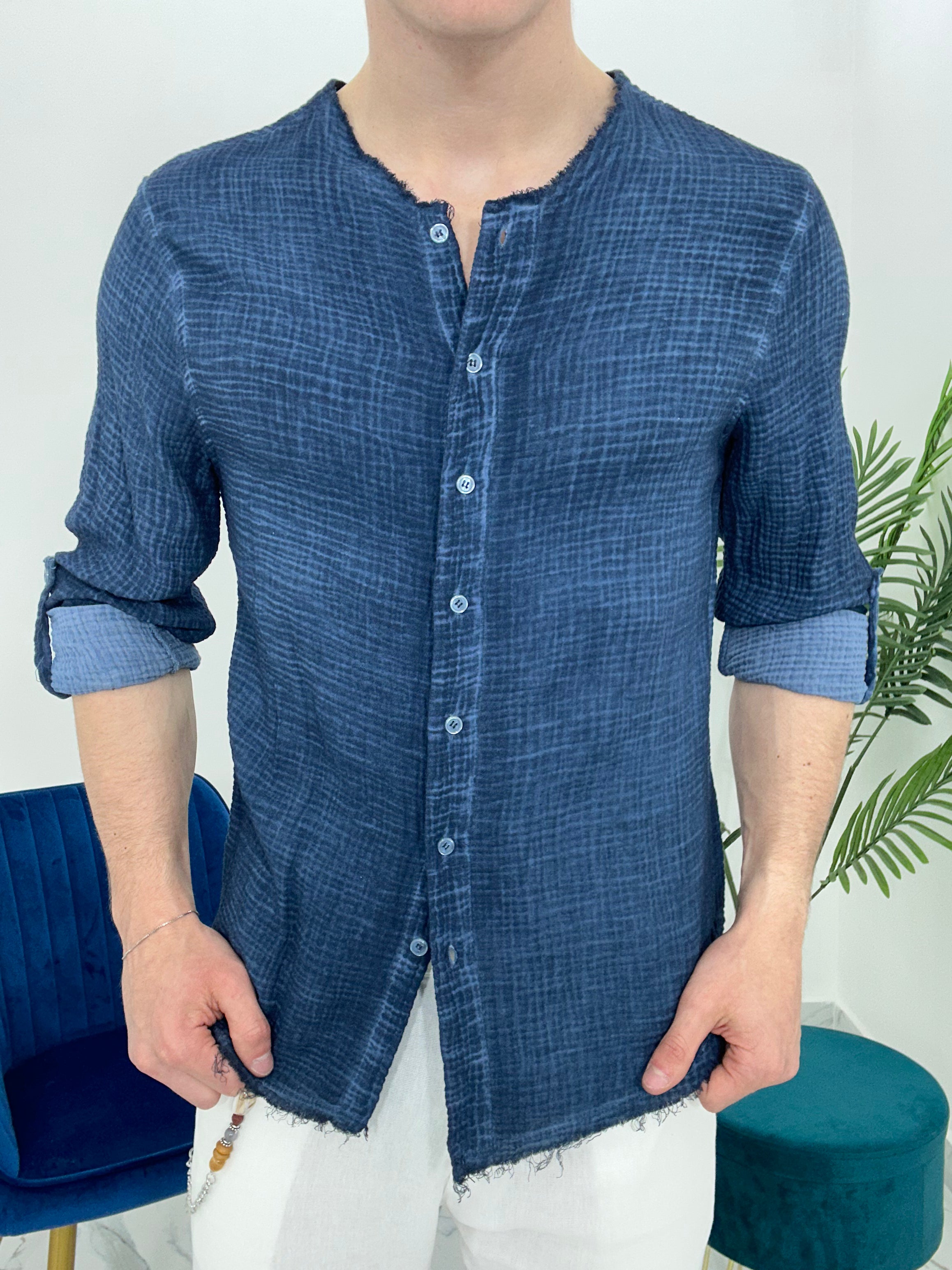 CAMICIA SFRANGIATA col.ROYAL BLU