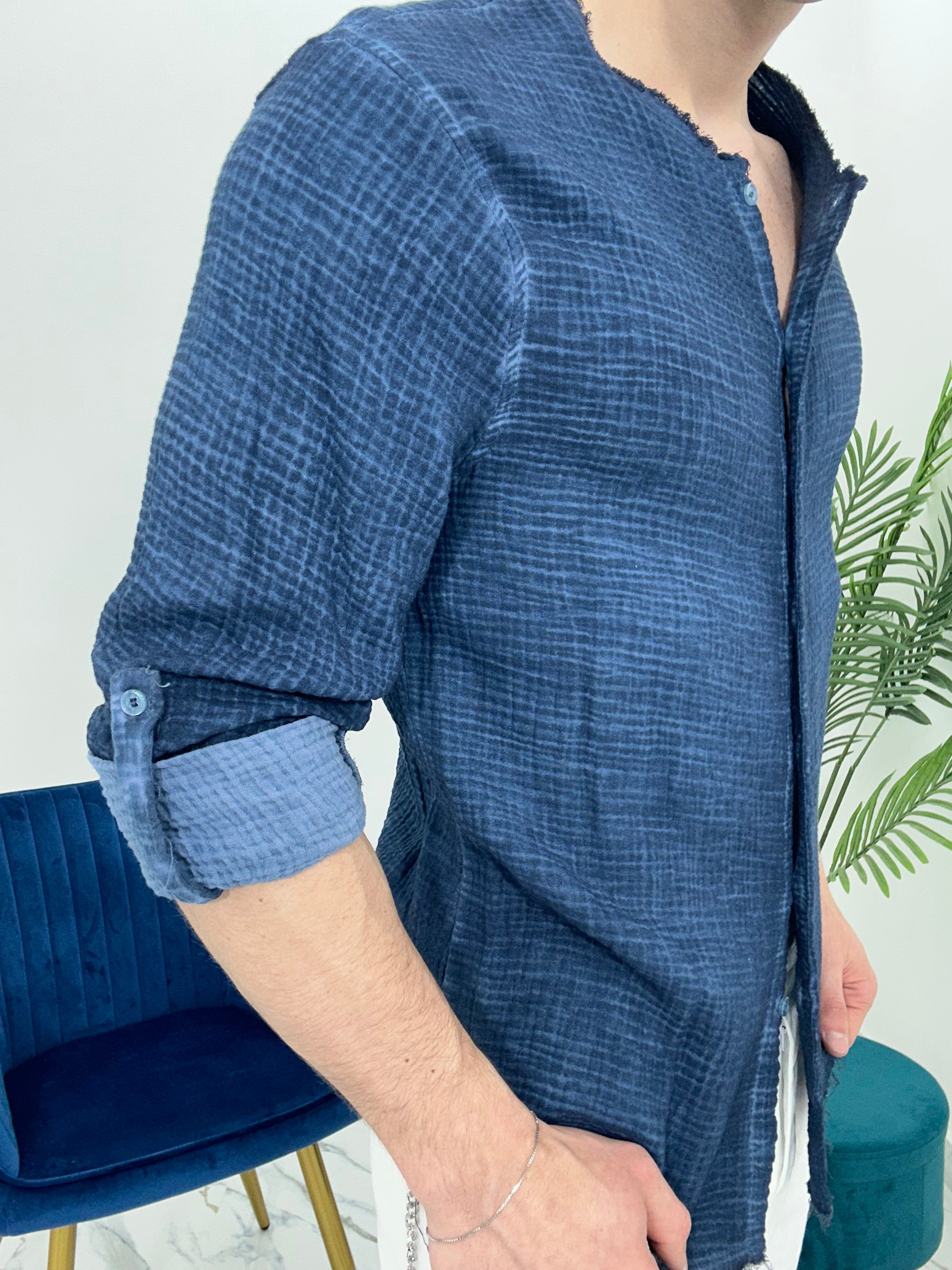 CAMICIA SFRANGIATA col.ROYAL BLU