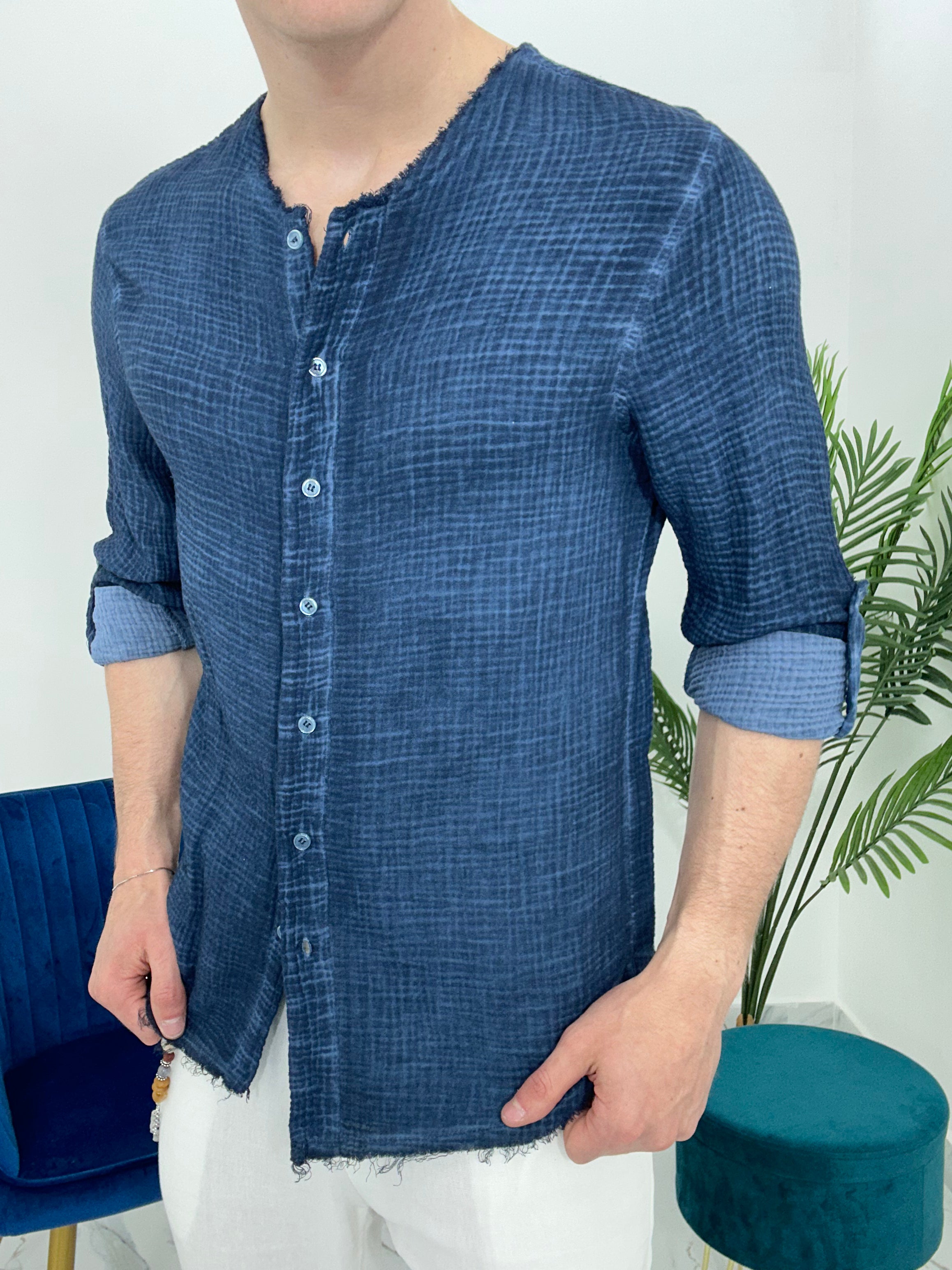 CAMICIA SFRANGIATA col.ROYAL BLU