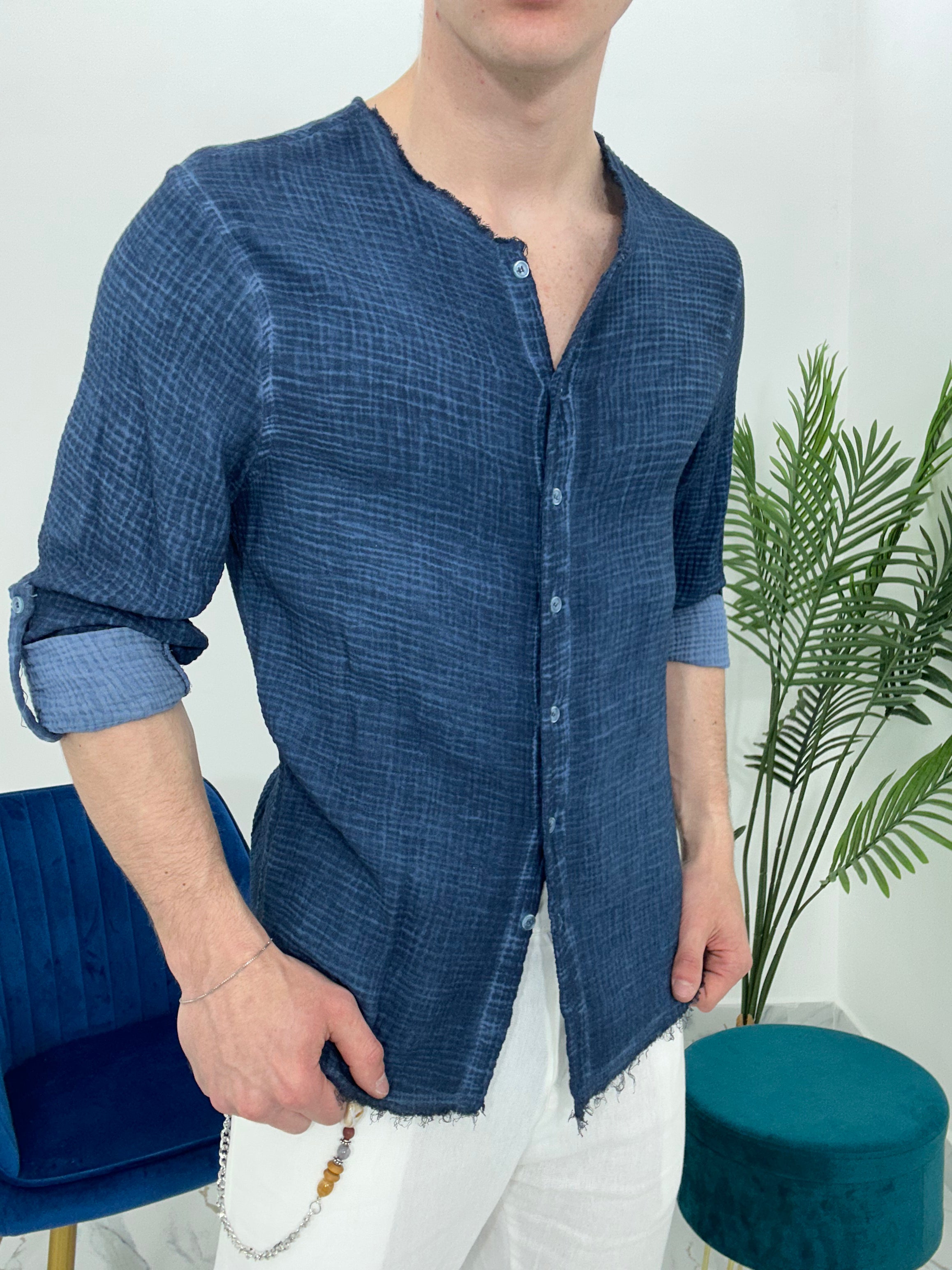 CAMICIA SFRANGIATA col.ROYAL BLU