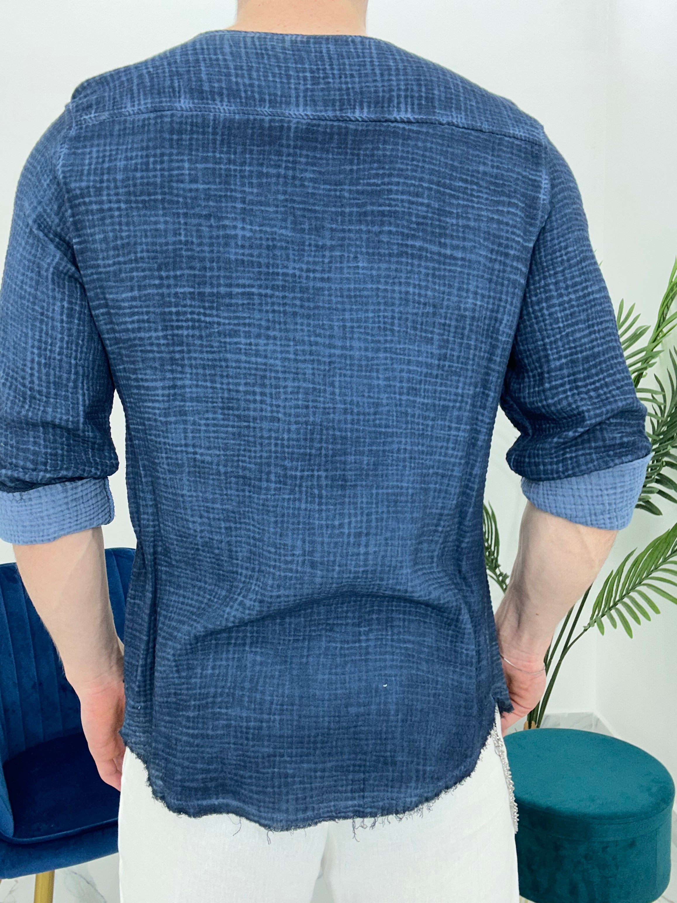 CAMICIA SFRANGIATA col.ROYAL BLU