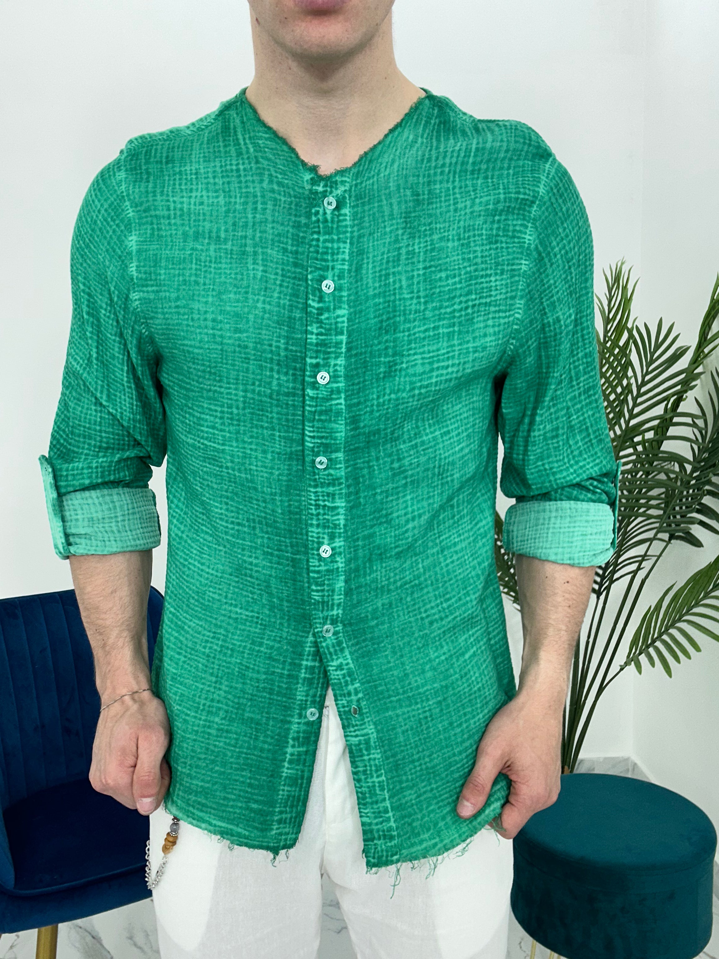 CAMICIA SFRANGIATA col.VERDE