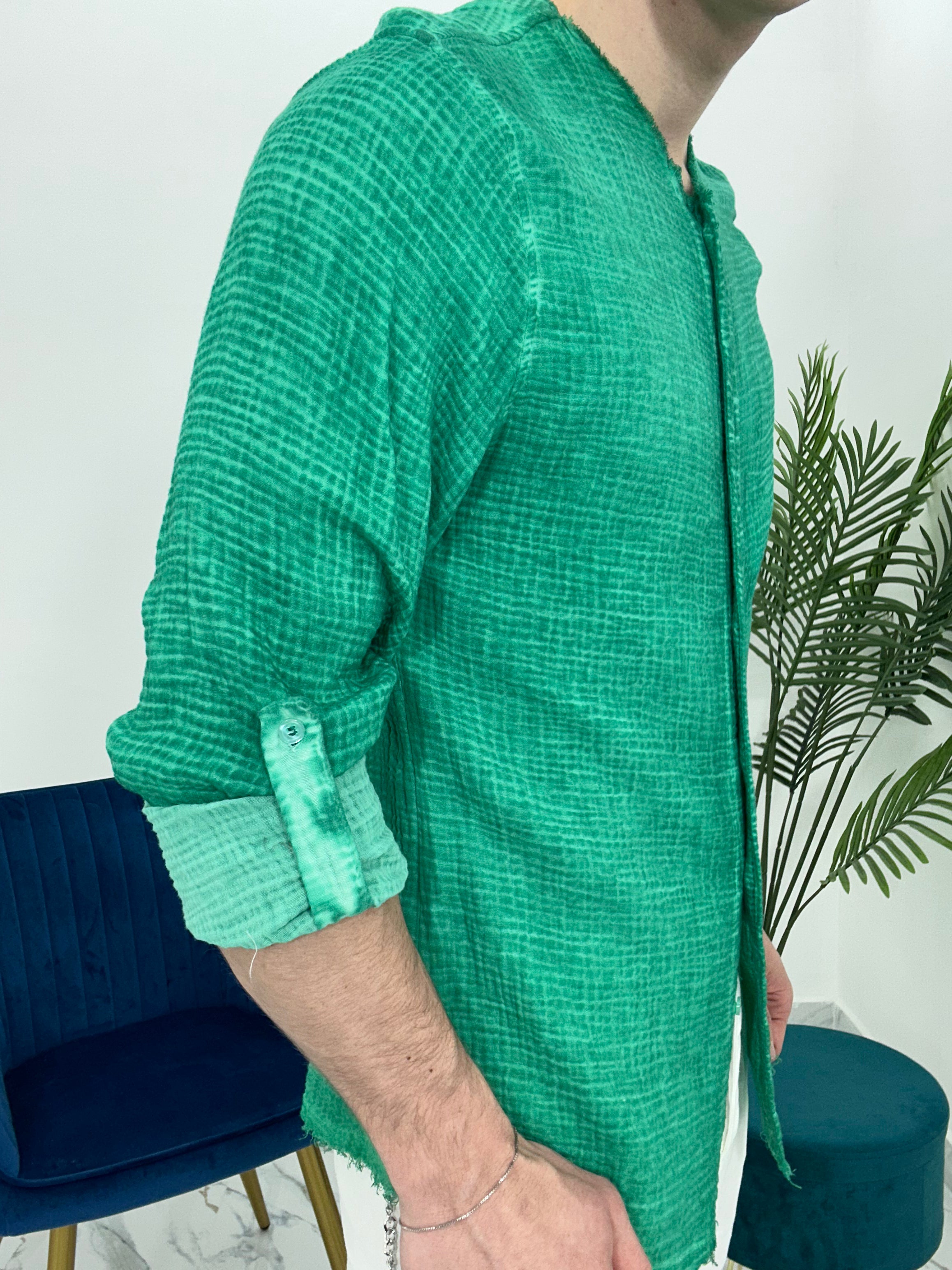 CAMICIA SFRANGIATA col.VERDE